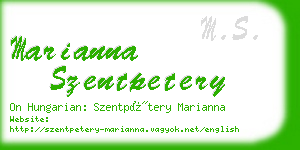 marianna szentpetery business card